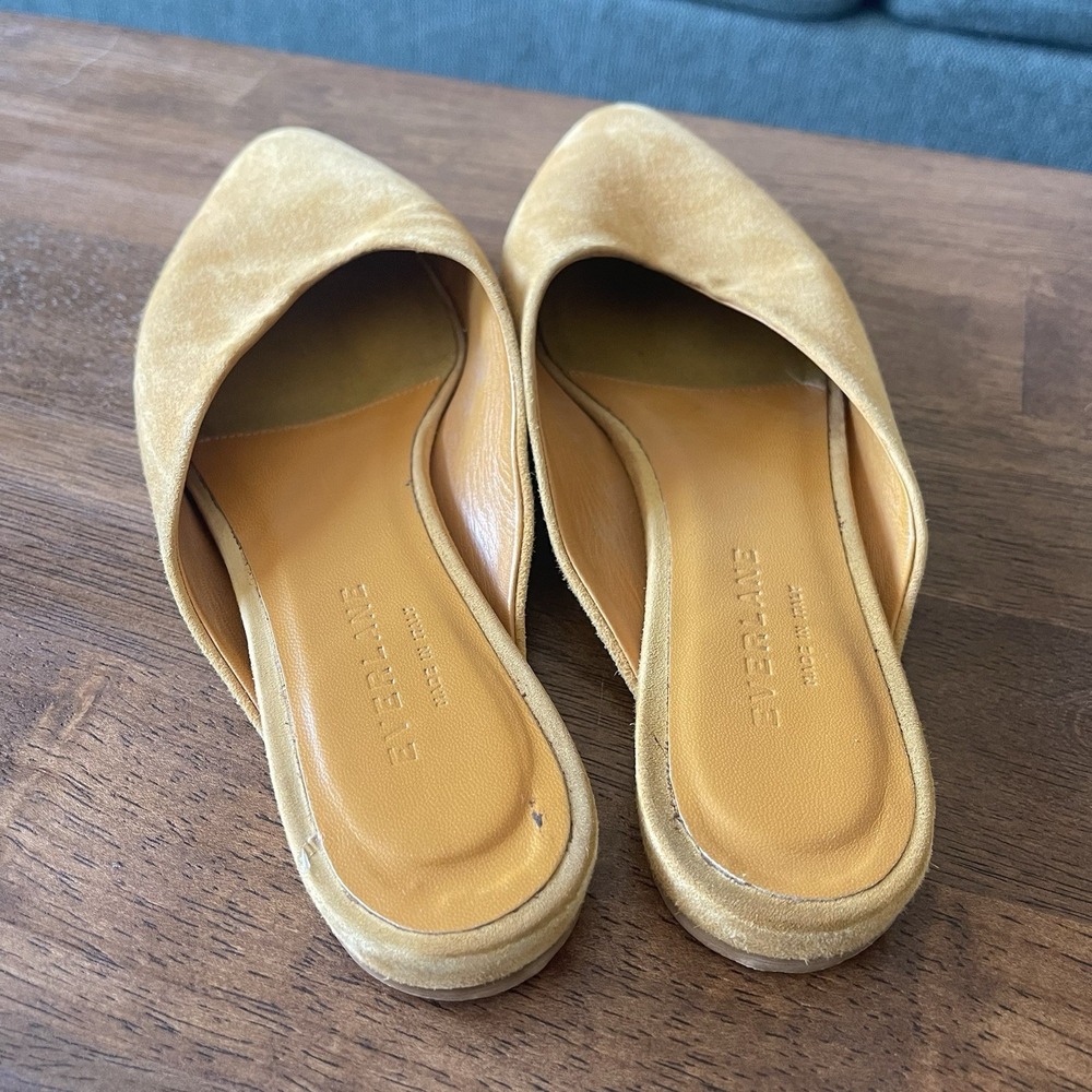Everlane Pointed Slide Yellow Slip On Flats V Mules Sandals Sz 6.5 Minimalist - Picture 2 of 6